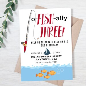 O-Fish-ally - Fishing Birthday - Downloadable Customizable Birthday Invitation Template