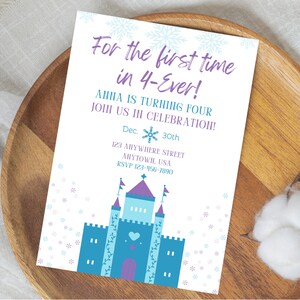 Frozen inspired birthday party invite - For the first time in forever - Downloadable Customizable Birthday Invitation Template