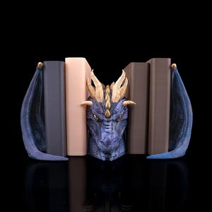 Dragon Bookend Fantasy Decor | Gothic Book Holder | Mythical Creature Bookend | Unique Gift for Readers | Medieval Shelf Accent