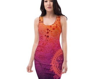 All Over Printed Women Cut and Hand Sewn Made Especially Bodycon Dress Fitted Dresses Sleeveless Party wear Abstract Art