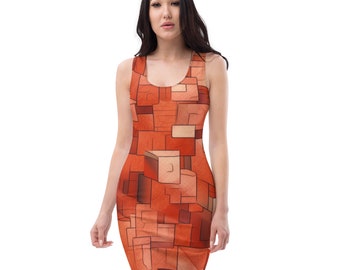 All Over Printed Women Cut and Hand Sewn Made Especially Bodycon Dress Fitted Dresses Sleeveless Party wear Abstract Art