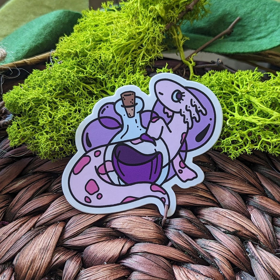 Axolotl With Potion Bottle Vinyl Sticker / Cute Axolotl Etsy