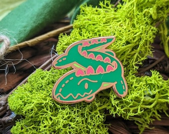 Stuffed Animal Alligator Hard Enamel Pin / Crocodile Plush Lapel Pin