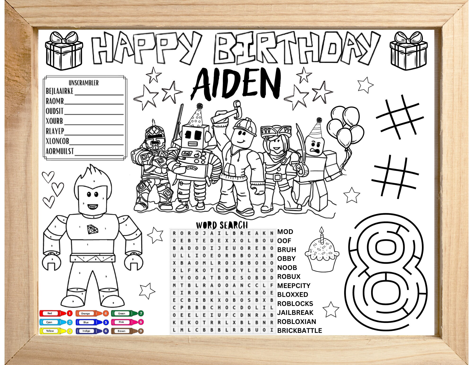 Personalized Roblox Themed Birthday Placemat, Roblox Activity Sheet ...
