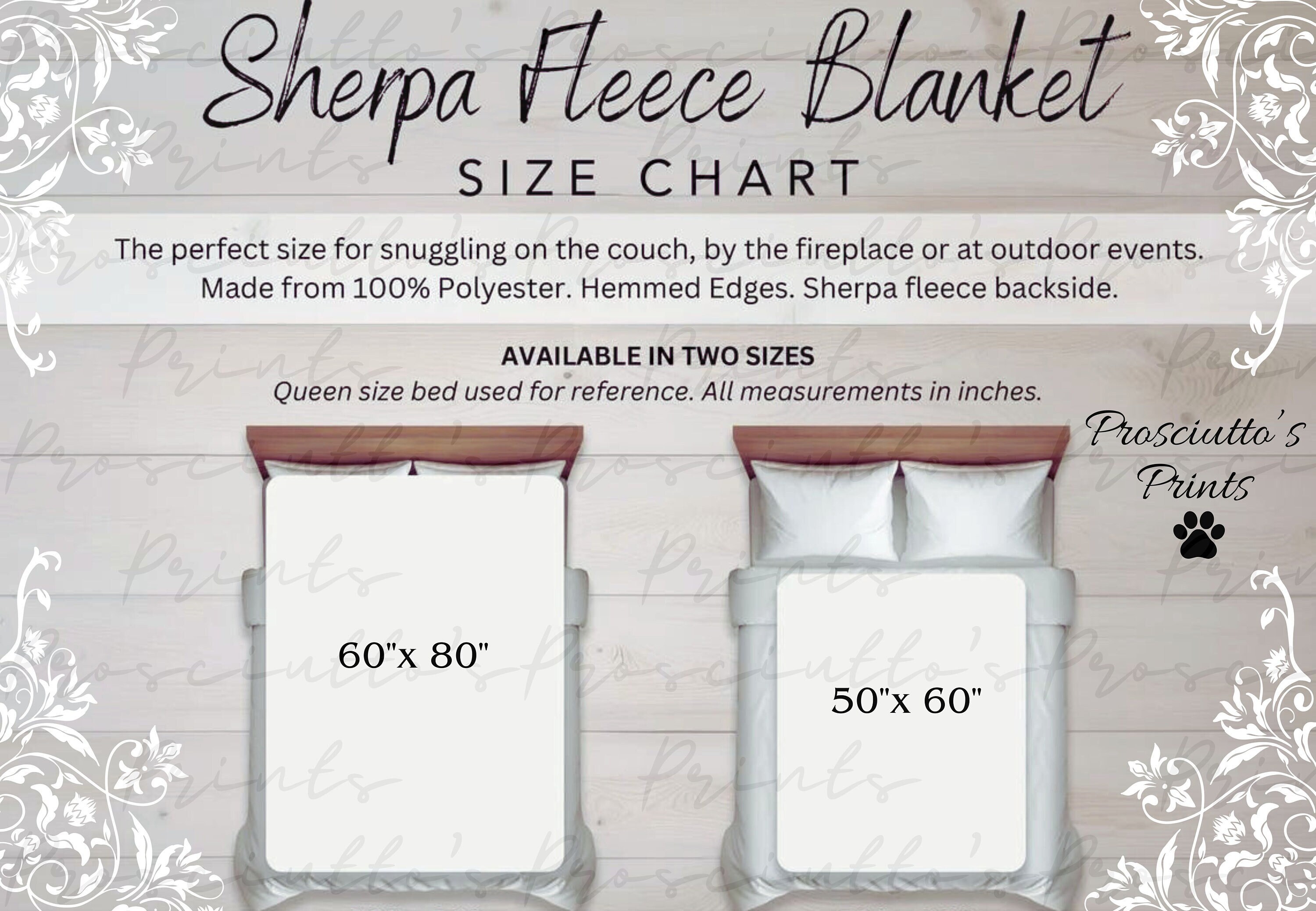 Blanket Size Chart, Sherpa Fleece Blanket Size Chart, Sherpa Throw