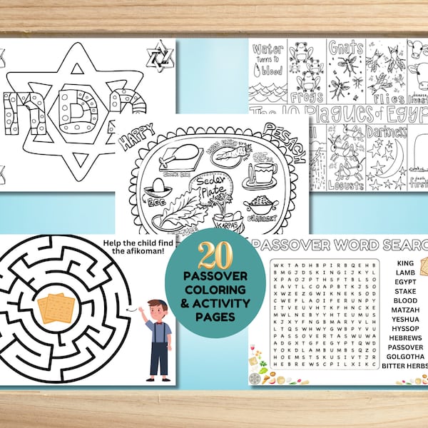 Passover Coloring MEGA BUNDLE, Fun Passover Activities, Seder Dinner Games, Passover Puzzle Game, Passover Printable, Passover Coloring Page