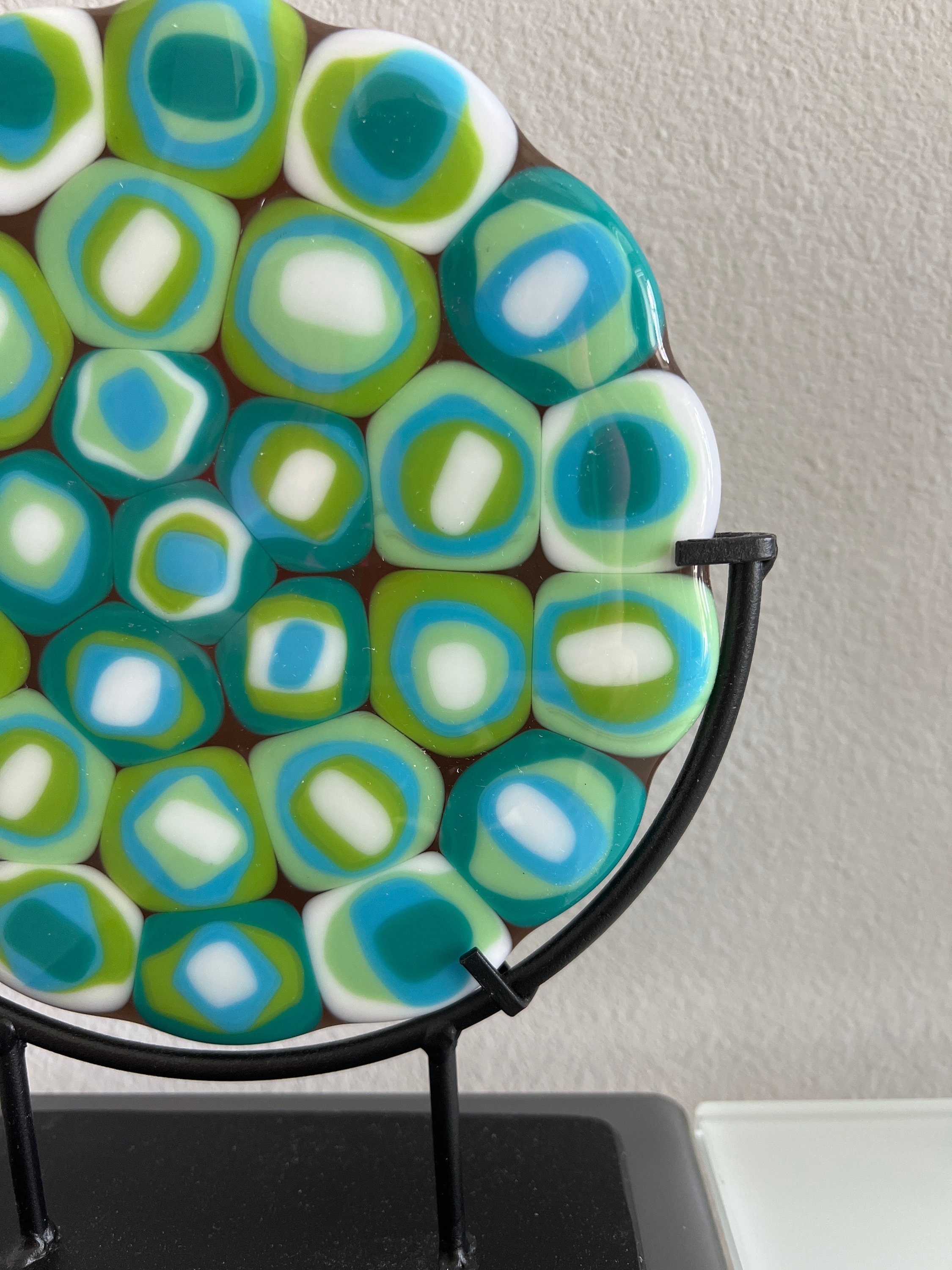 Fused Glass Circle of Cabachons in Assorted Greens White and Etsy