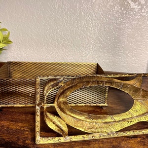 ON SALE - Vintage Hollywood Regency Gold Tone Brass Tissue Holder | Tulip Tissue Holder
