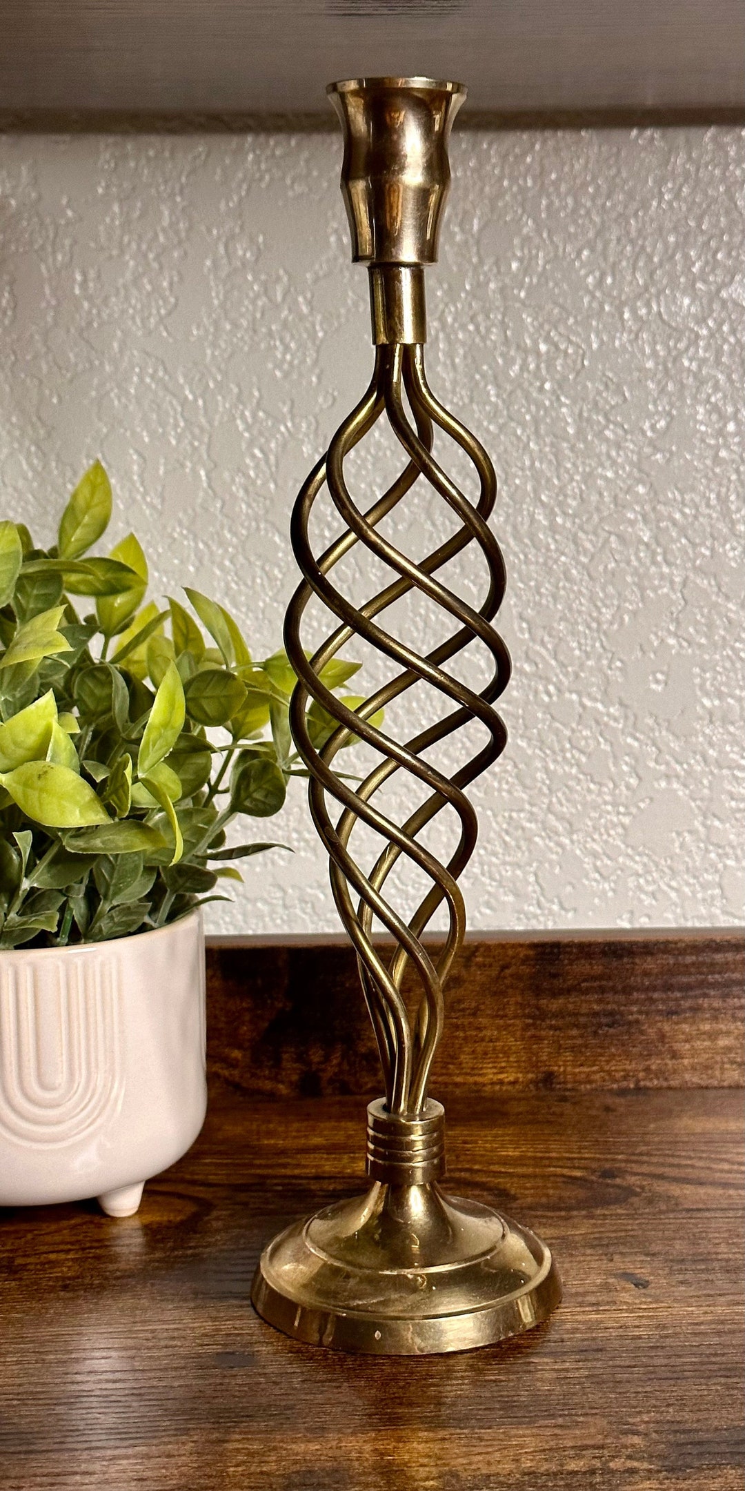 Vintage Brass Spiral Candle Holder Etsy