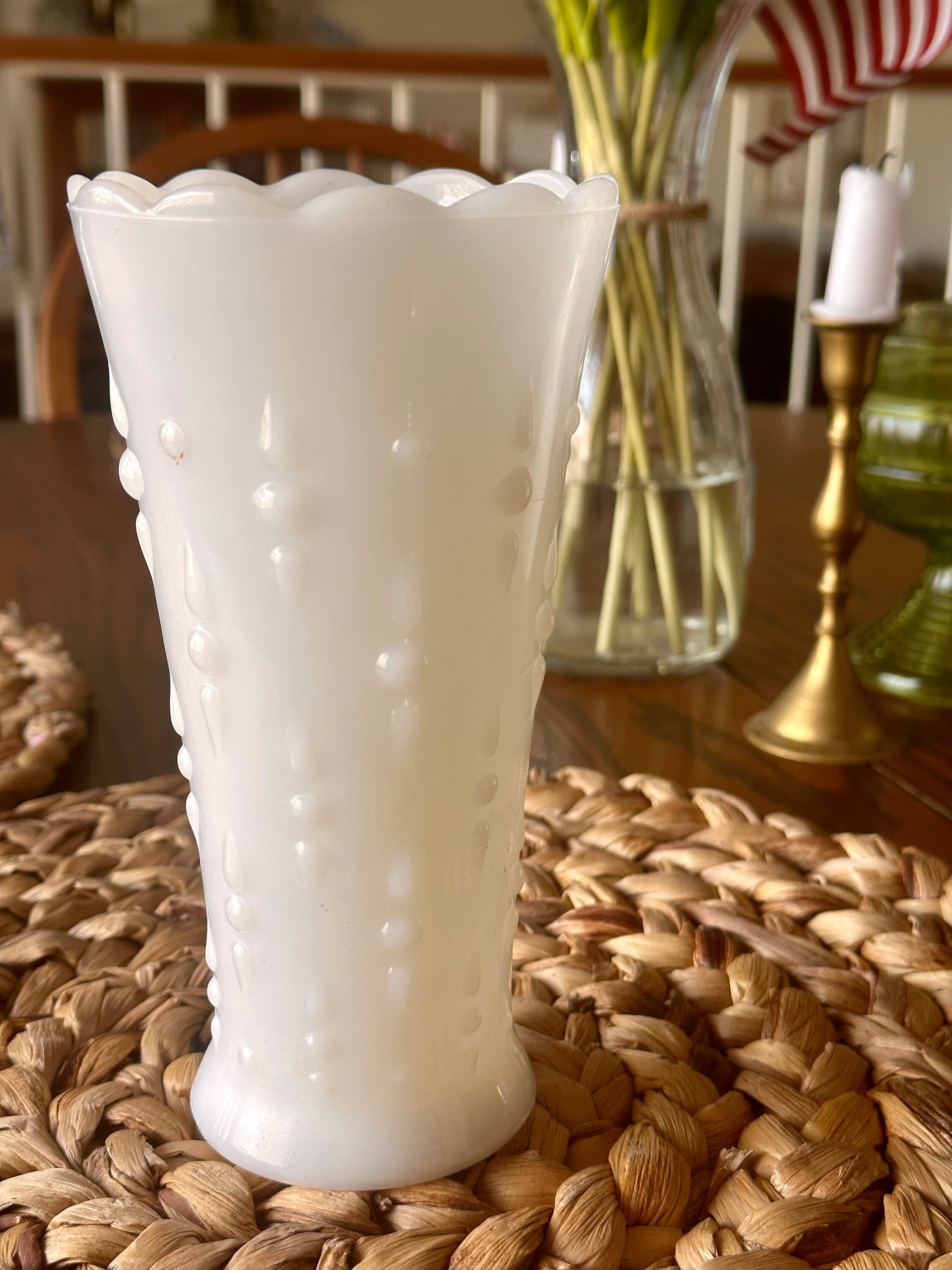 ON SALE - Anchor Hocking Tear Drop Milk Glass Vase