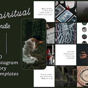150 Spiritual Instagram Template Bundle | Highlight Icons | Posts + Stories | Canva Instagram Template | Checkerboard | Mystical | Witch