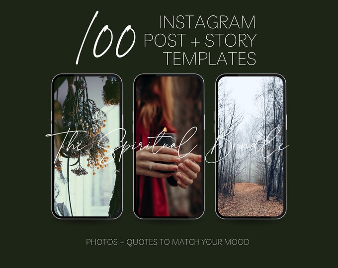 100 Spiritual Instagram Post + Story Template Bundle | Magical Quote ...