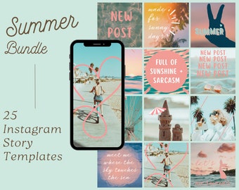 25 Sommer Instagram Story Vorlagen | | Canva Instagram Vorlage | Bearbeitbar | Verlobung | Strandleben | Urlaub | Reisen | Spaß