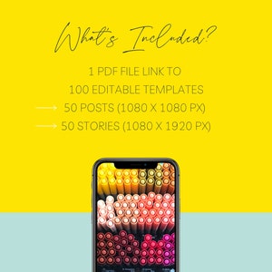 100 Bright Instagram Post + Story Template Bundle | Quote Template ...