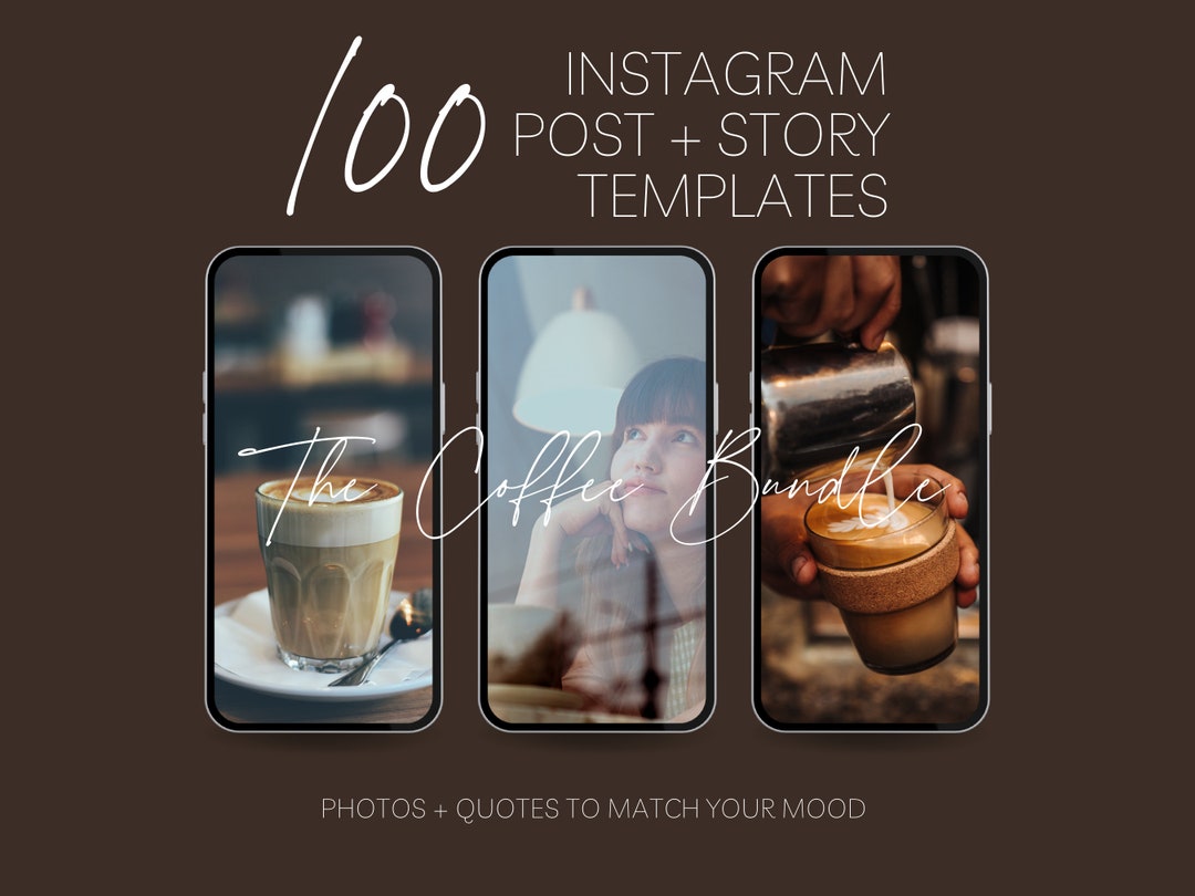 100 Coffee Instagram Post + Story Template Bundle | Quote Template ...