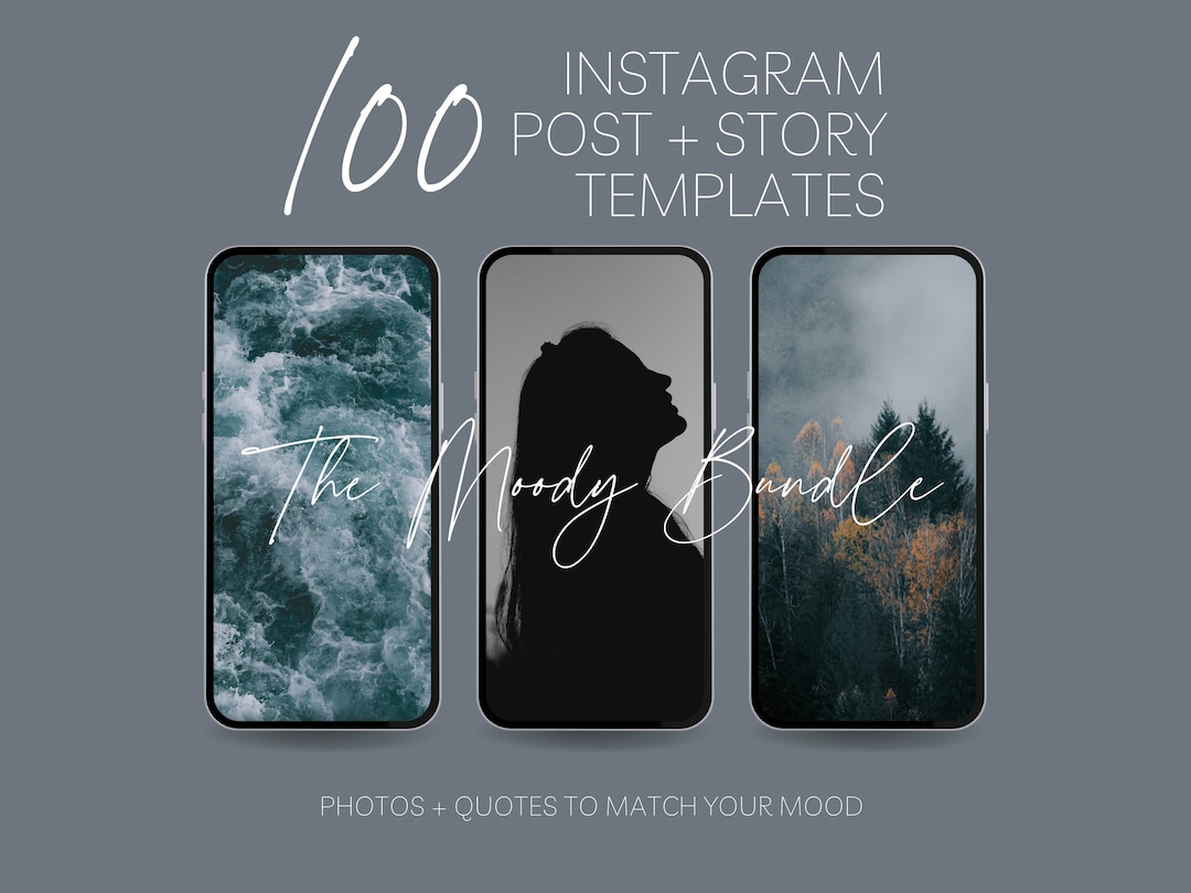 100 Moody Instagram Post + Story Template Bundle | Quote Template Canva ...
