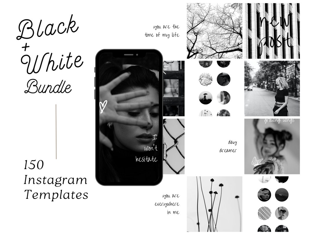 150 Black + White Instagram Template Bundle | Highlight Icons | Posts ...