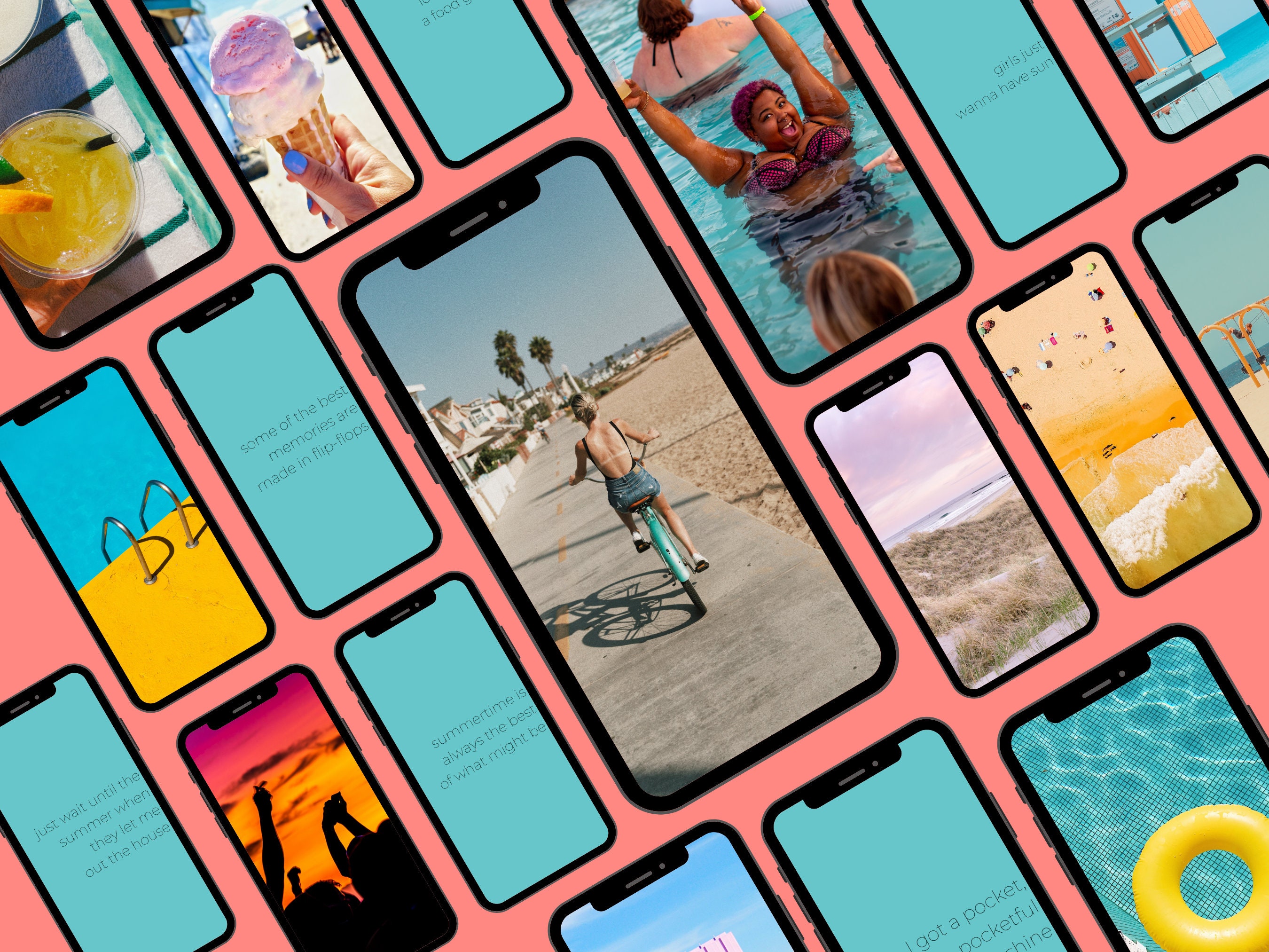 100 Summer Instagram Post + Story Template Bundle | Quote Template ...