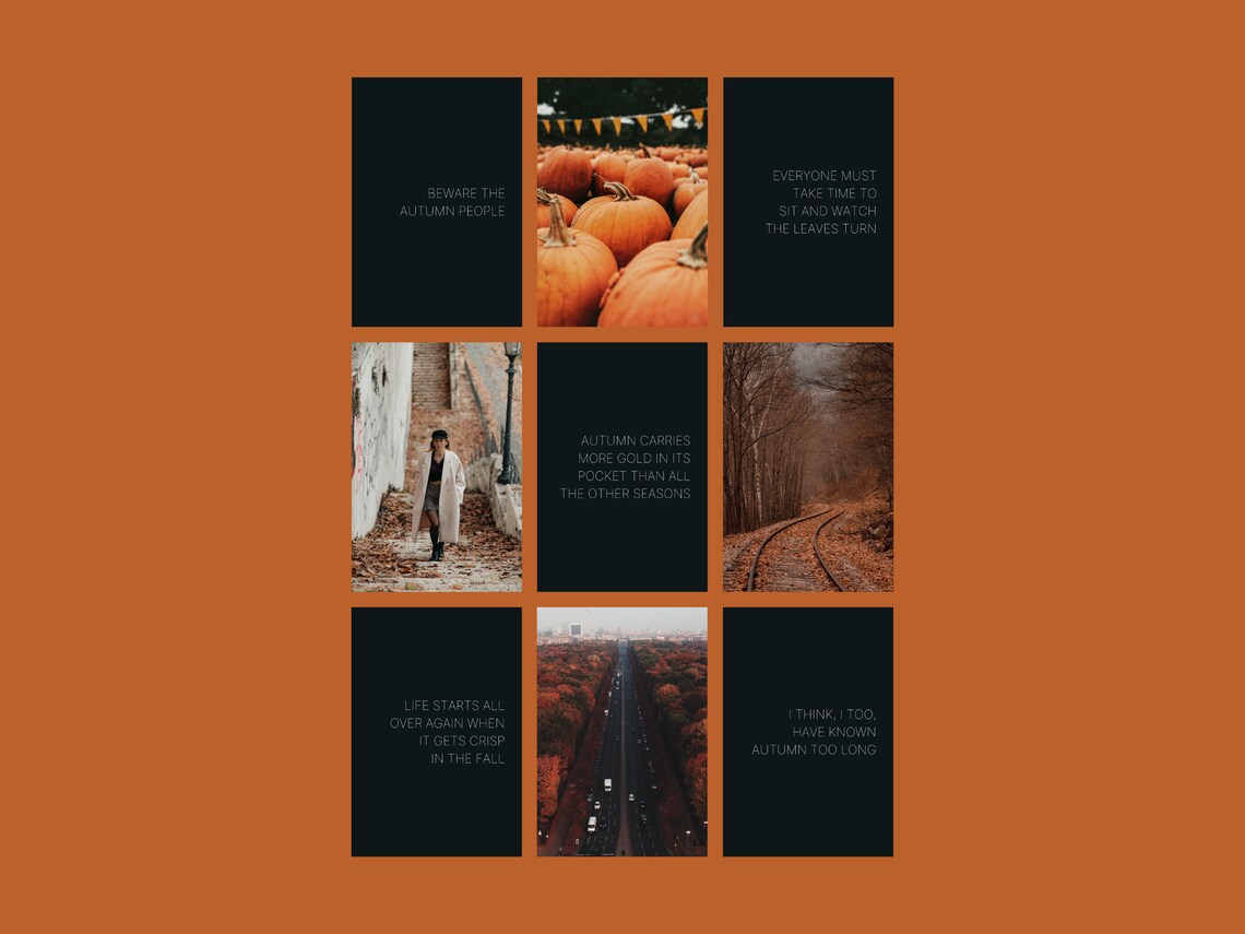 100 Autumn Instagram Post + Story Template Bundle | Quote Template ...
