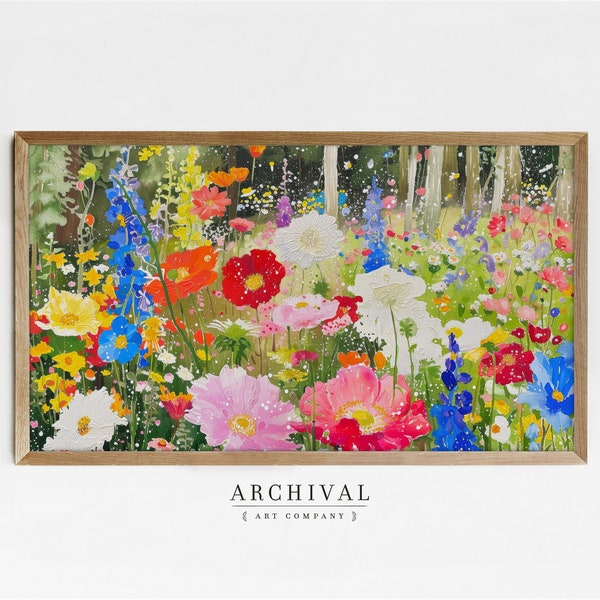 FRAME TV Damien Hirst Inspired Flowers | Expressive Decor Colorful Spring Modern Art Abstract Painting | Samsung Frame TV Digital Download