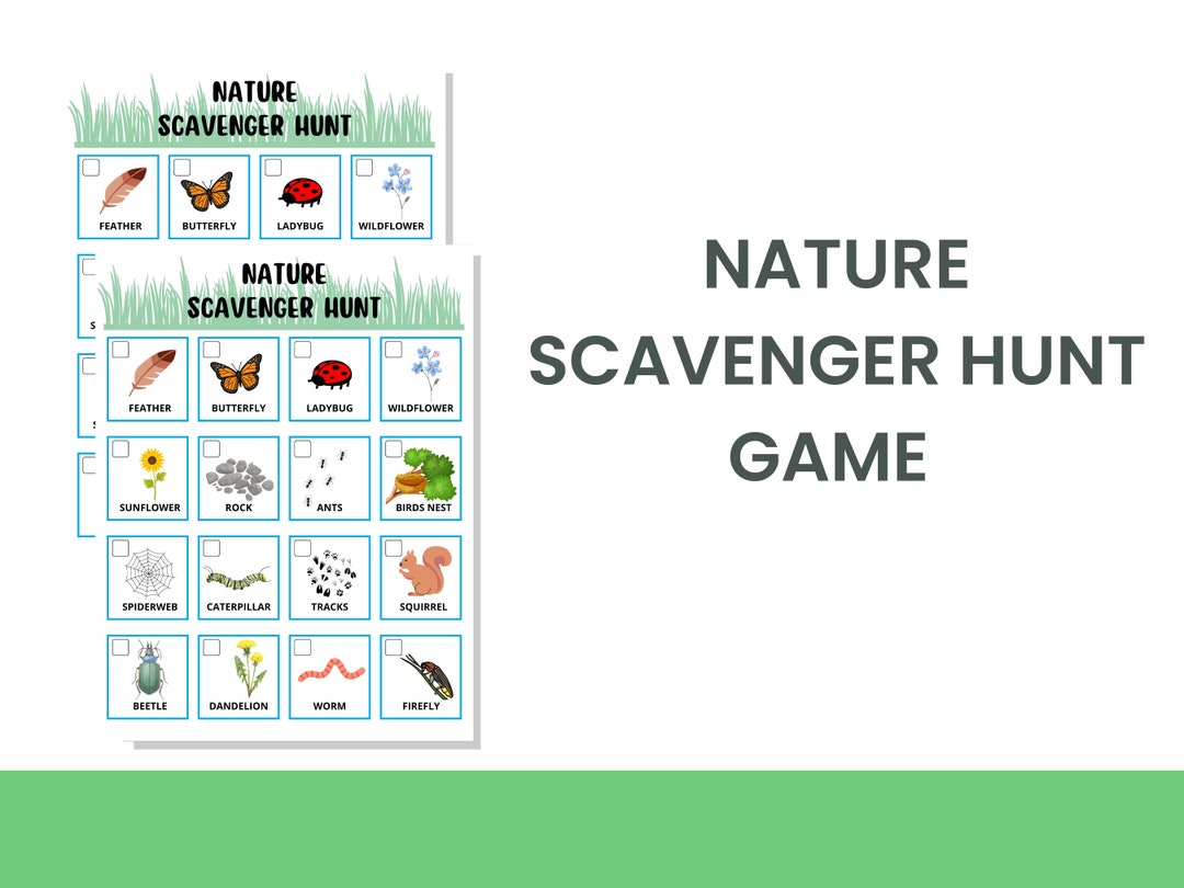 Nature Scavenger Hunt Printable Game Outdoor Adventure Games for Kids