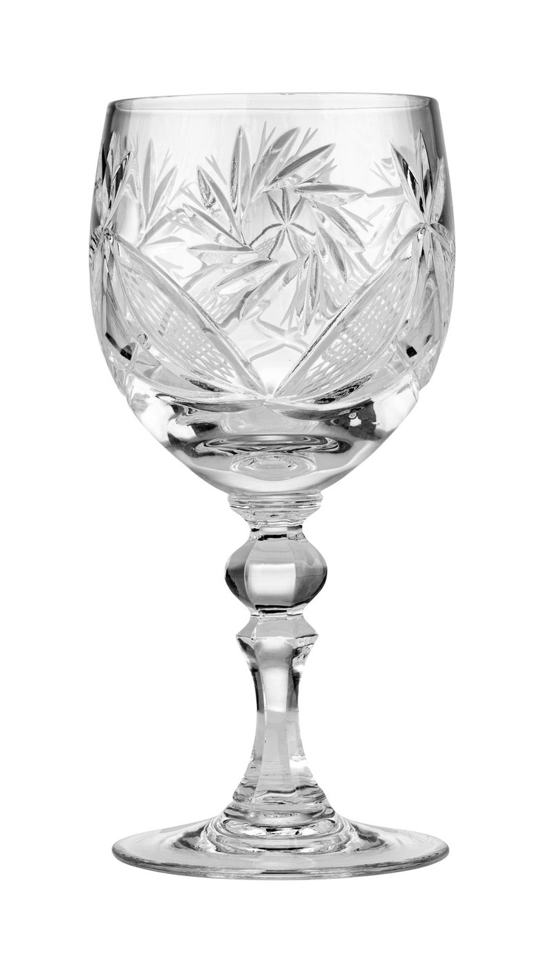 8.5 Oz. Handmade Crystal Wine Glasses on a Long Stem, Classic Vintage