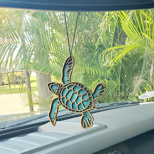 Sea Turtle Review Mirror Hanging, Car Hanging, Sea Turtle Family, Baby Turtle, Hand Painted Ocean Sea Turtle