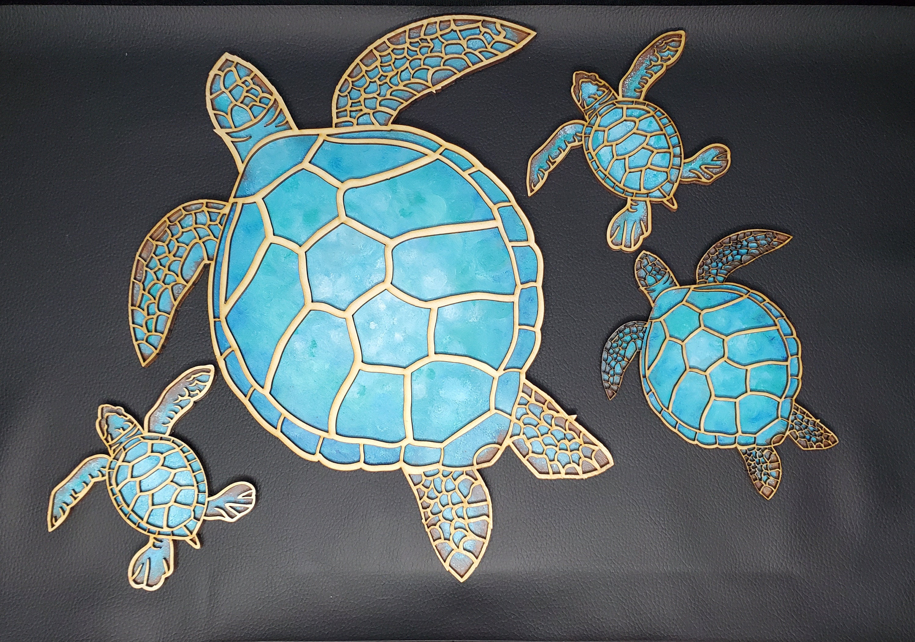 Tropical Sea Turtle Family Wall Art /hawaiian Honu Ohana / Wall