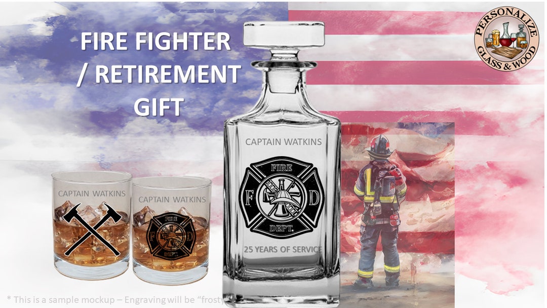 Firefighter Engraved Whiskey Decanter, Personalized Decanter Bottle ...