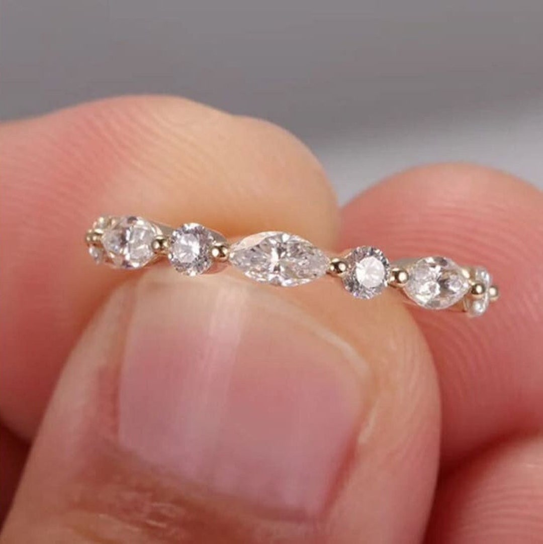 Lab Grown Diamond Half Eternity Band Marquiseround Diamond Etsy