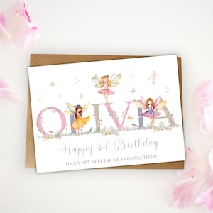Personalised Fairy Birthday Card for 2nd 3rd 4th 5th 6th 7th 8th 9th Birthday for Girls Daughter Granddaughter Niece Goddaughter Fairy Card