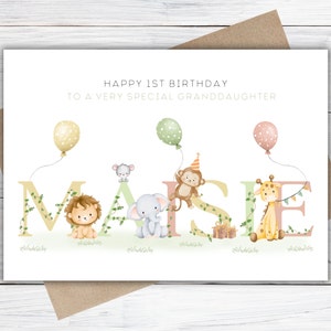 Personalised 1st, 2nd, 3rd, 4th, 5th Birthday Card for Son, Daughter, Grandson, Granddaughter, Niece or Nephew, Girls/ Boys Safari Card image 9