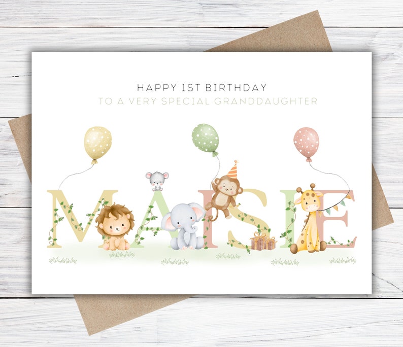 Personalised 1st, 2nd, 3rd, 4th, 5th Birthday Card for Son, Daughter, Grandson, Granddaughter, Niece or Nephew, Girls/ Boys Safari Card image 9