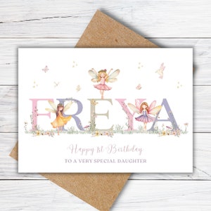 1st Birthday Card for Daughter, Granddaughter, Niece, Goddaughter, Little Girl, First Birthday Fairy Card, Personalised Girls 1st Birthday