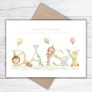 Personalised 1st, 2nd, 3rd, 4th, 5th Birthday Card for Son, Daughter, Grandson, Granddaughter, Niece or Nephew, Girls/ Boys Safari Card image 8