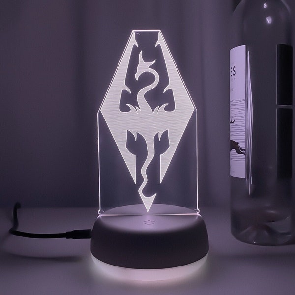 Décor de lumière Skyrim | Lumière veilleuse affiche néon décor Art toile 3D lumière œuvre classe cadeau pour la maison