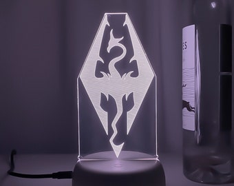 Skyrim Light  Decor | Light Nightlight Poster Neon Decor Art Canvas 3D Light Artwork Class Gift for Home