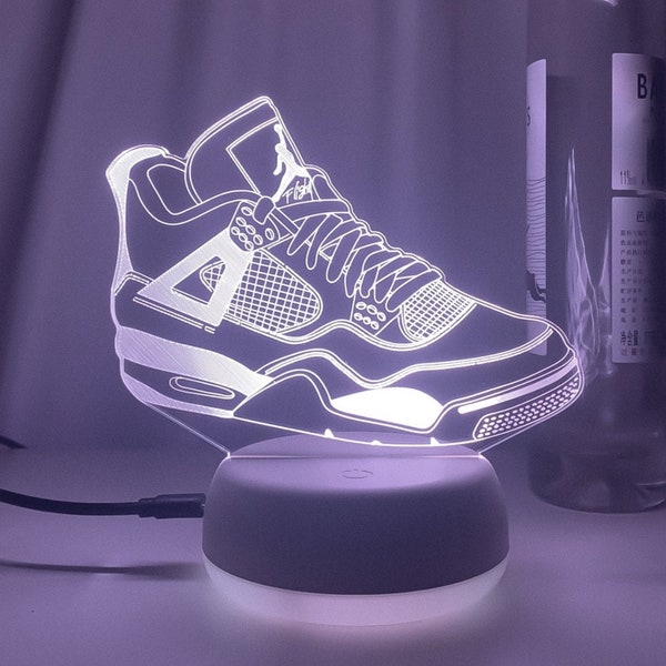 Air Jordans Sneaker Licht Dekor | Licht Nachtlicht Poster Neon Dekor Kunst Leinwand 3D Licht Kunstwerk Klasse Geschenk für Zuhause