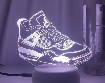 Air Jordans Sneaker Light  Decor | Light Nightlight Poster Neon Decor Art Canvas 3D Light Artwork Class Gift for Home