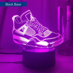 Air Jordans sneaker licht decor Light Nightlight Poster Neon Decor Art Canvas 3D Light Artwork Klasse Cadeau voor thuis Black Base