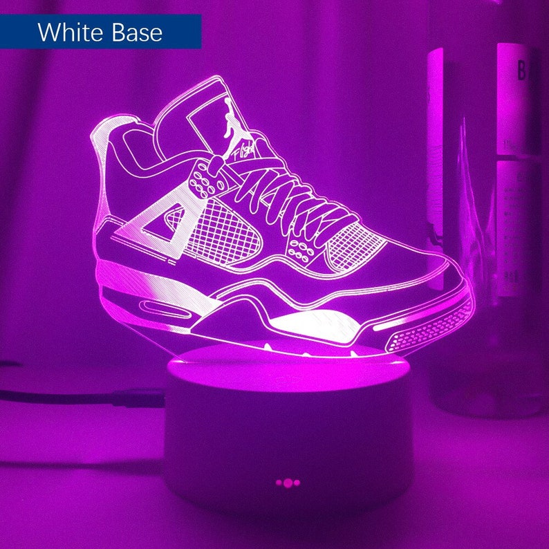 Air Jordans sneaker licht decor Light Nightlight Poster Neon Decor Art Canvas 3D Light Artwork Klasse Cadeau voor thuis White Base