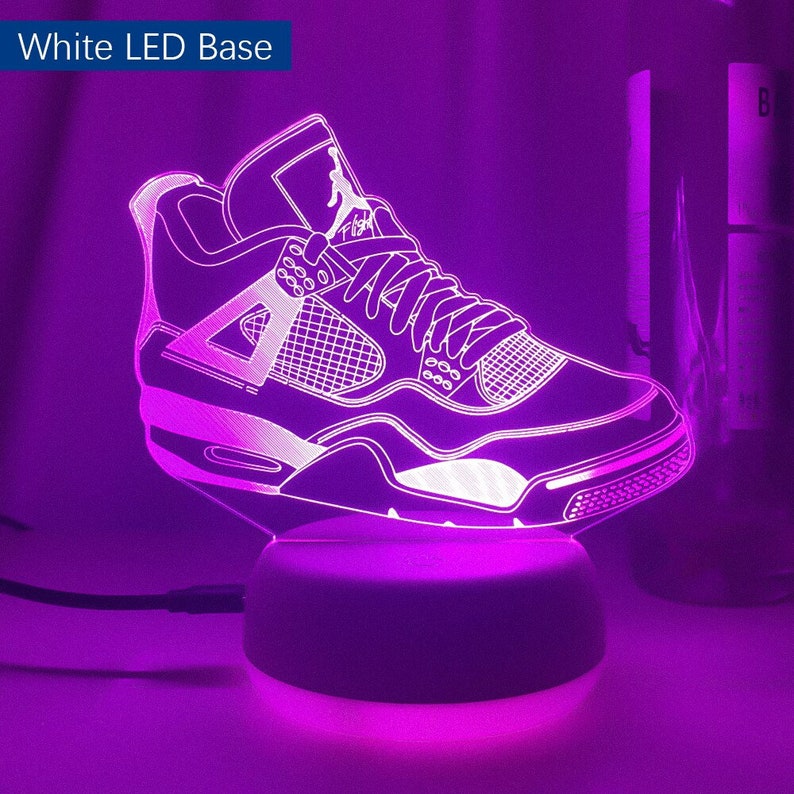 Air Jordans sneaker licht decor Light Nightlight Poster Neon Decor Art Canvas 3D Light Artwork Klasse Cadeau voor thuis White LED Base