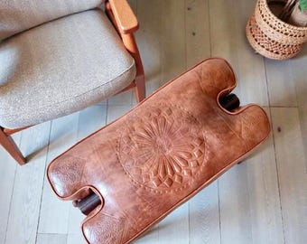 Camel Sattel Hocker Ersatzkissen - Handgefertigtes Mandala-Sitzkissen aus marokkanischem Leder