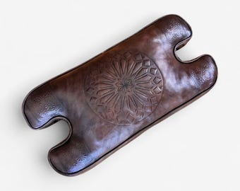 Camel Stool Cushion Replacement – Handmade Moroccan Leather Saddle Seat, Custom Size Vintage Restoration Pad