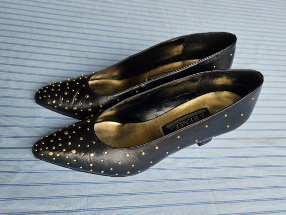 J. Reneé Women Black Heels Gold Dotted Size 6M - image 6