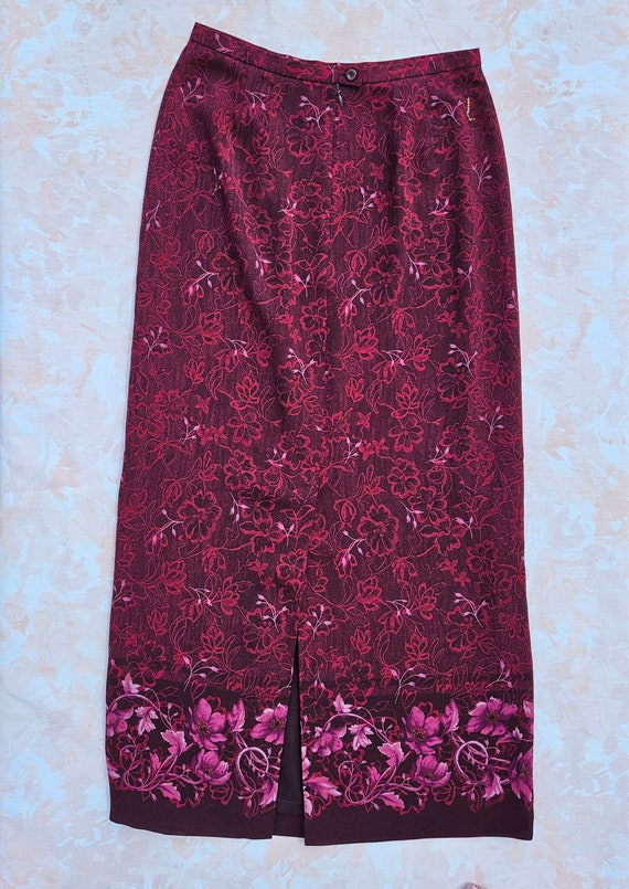 Vintage Emma James Women's Red Midi Floral A-line… - image 3