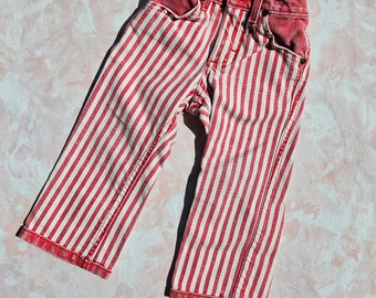Vintage Lee Toddler Red And White Stripped Jeans Size 2T