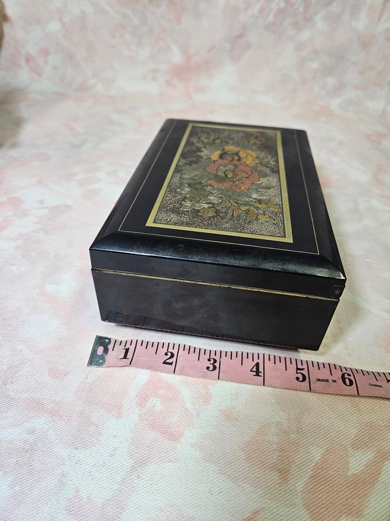 Vintage Japanese Black Inlaid Jewelry Box - image 8