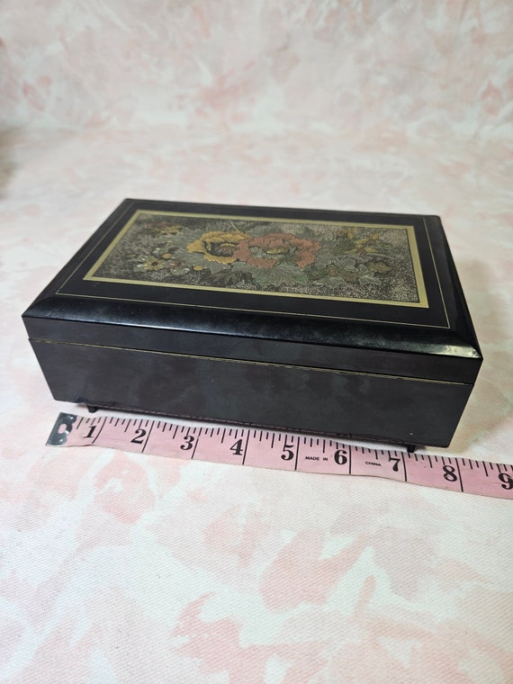 Vintage Japanese Black Inlaid Jewelry Box - image 9
