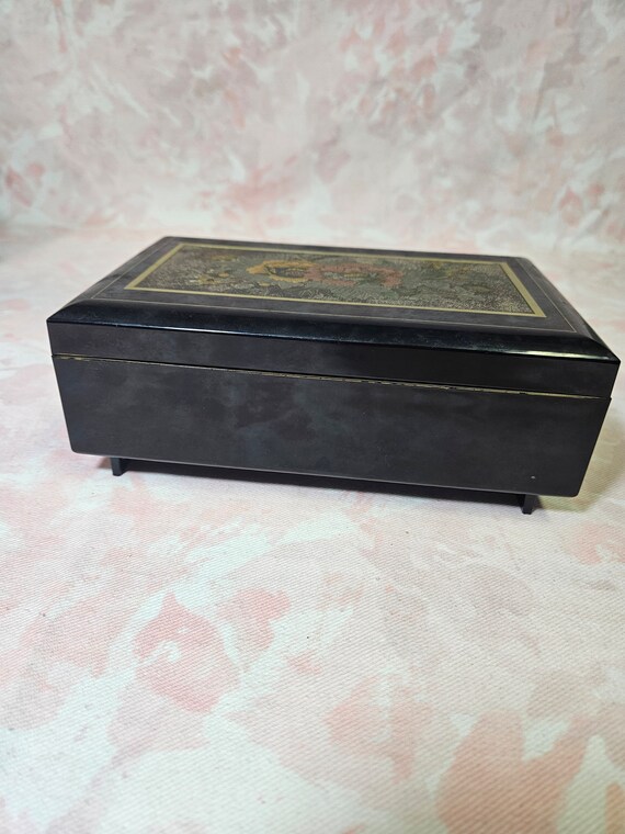 Vintage Japanese Black Inlaid Jewelry Box - image 4